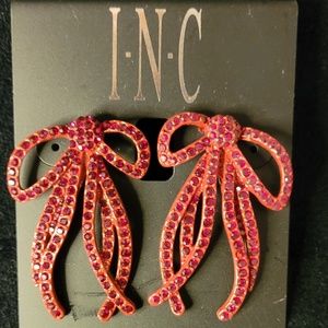 INC Red Bow Earrings